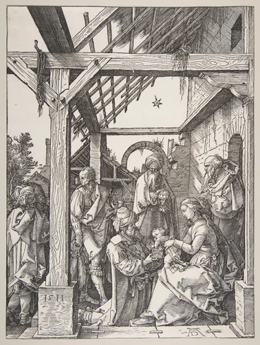 The Adoration of the Magi by Albrecht Dürer, print, 1511