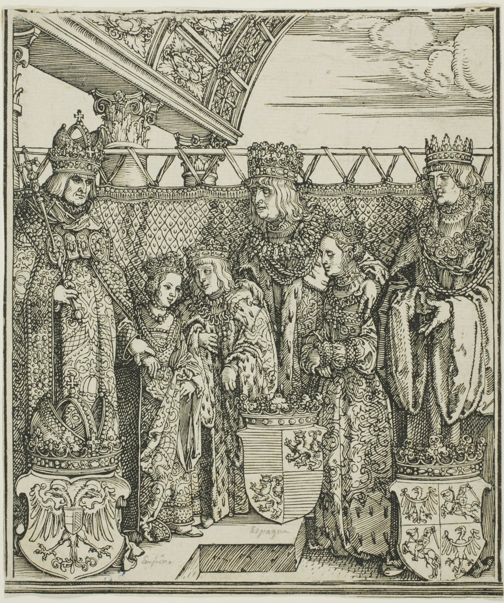 The Congress and Double Betrothal at Vienna, from The Triumphal Arch of Maximilian I by Albrecht Dürer, print, 1515