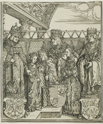 The Congress and Double Betrothal at Vienna, from The Triumphal Arch of Maximilian I by Albrecht Dürer, print, 1515