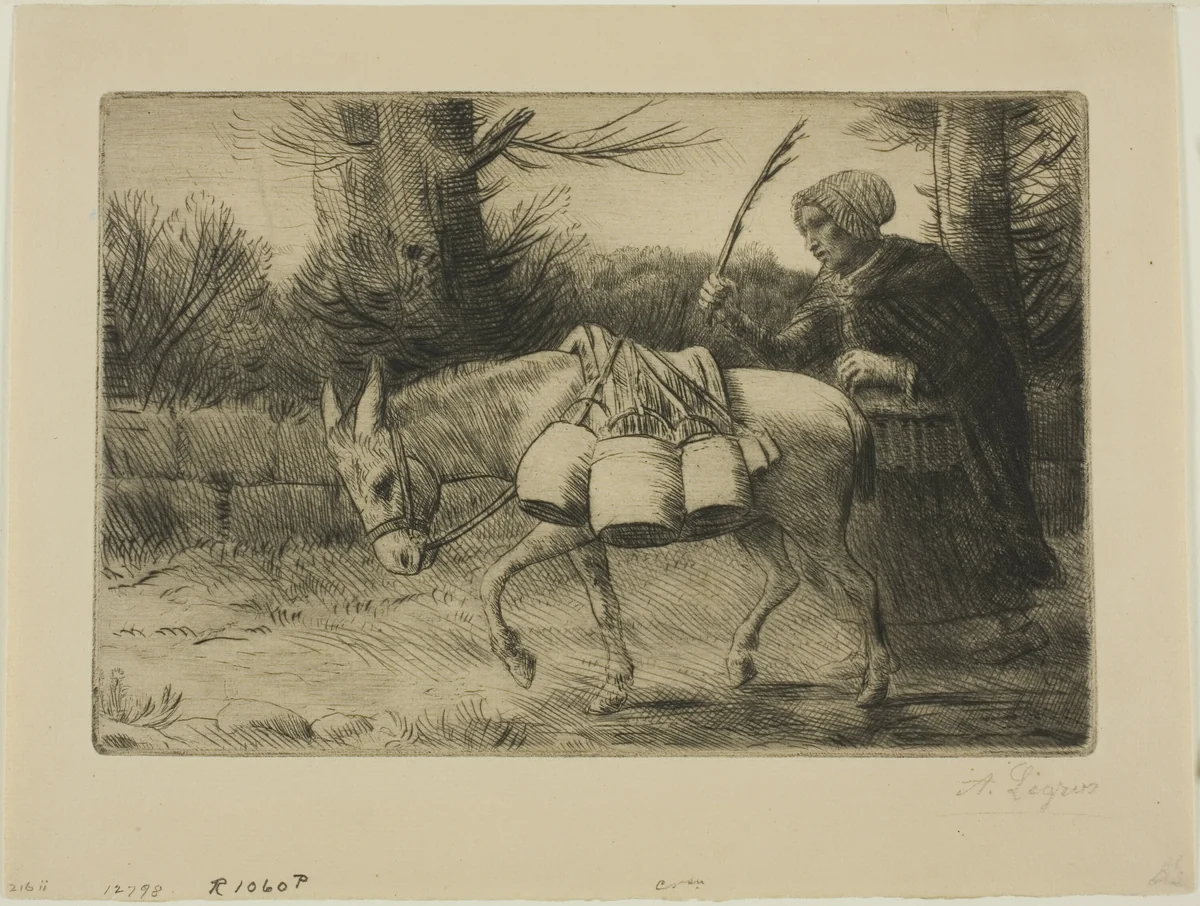 Milkmaid by Alphonse Legros, print, 1875-1885