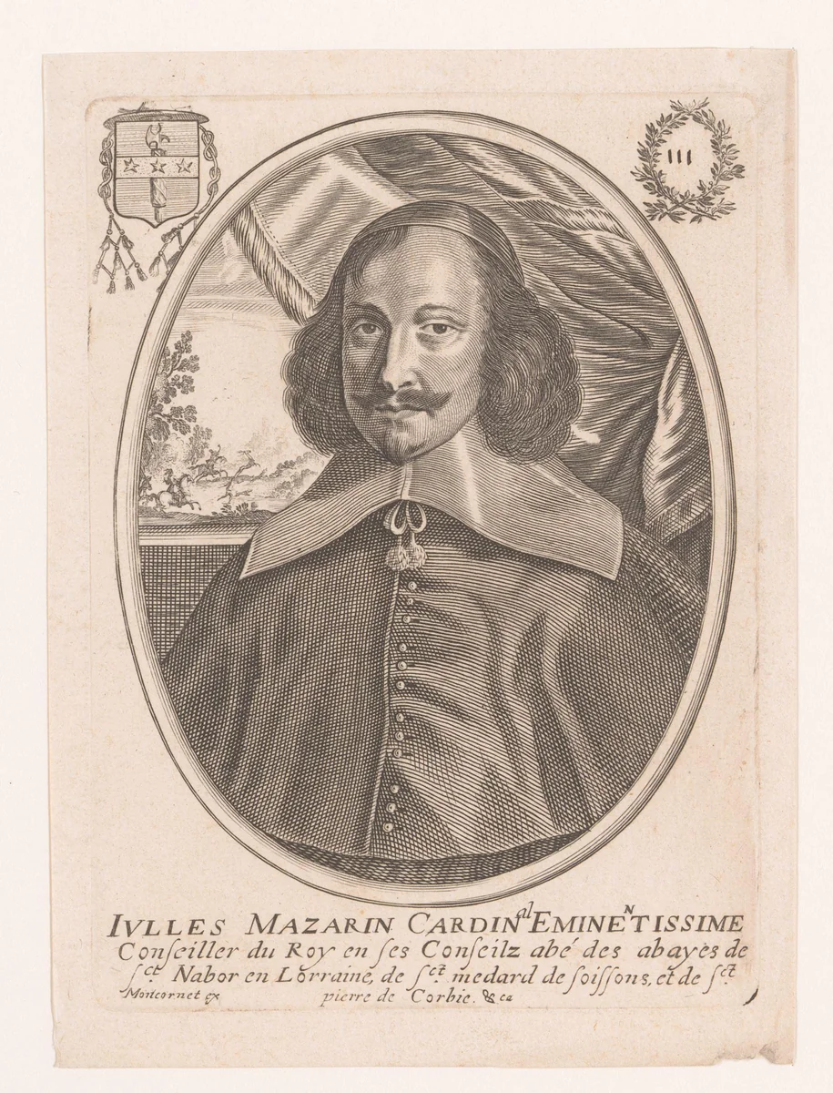 Portret van Jules Mazarin by anonymous, print, 1632-1668
