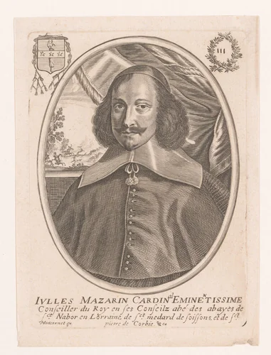 Portret van Jules Mazarin by anonymous, print, 1632-1668