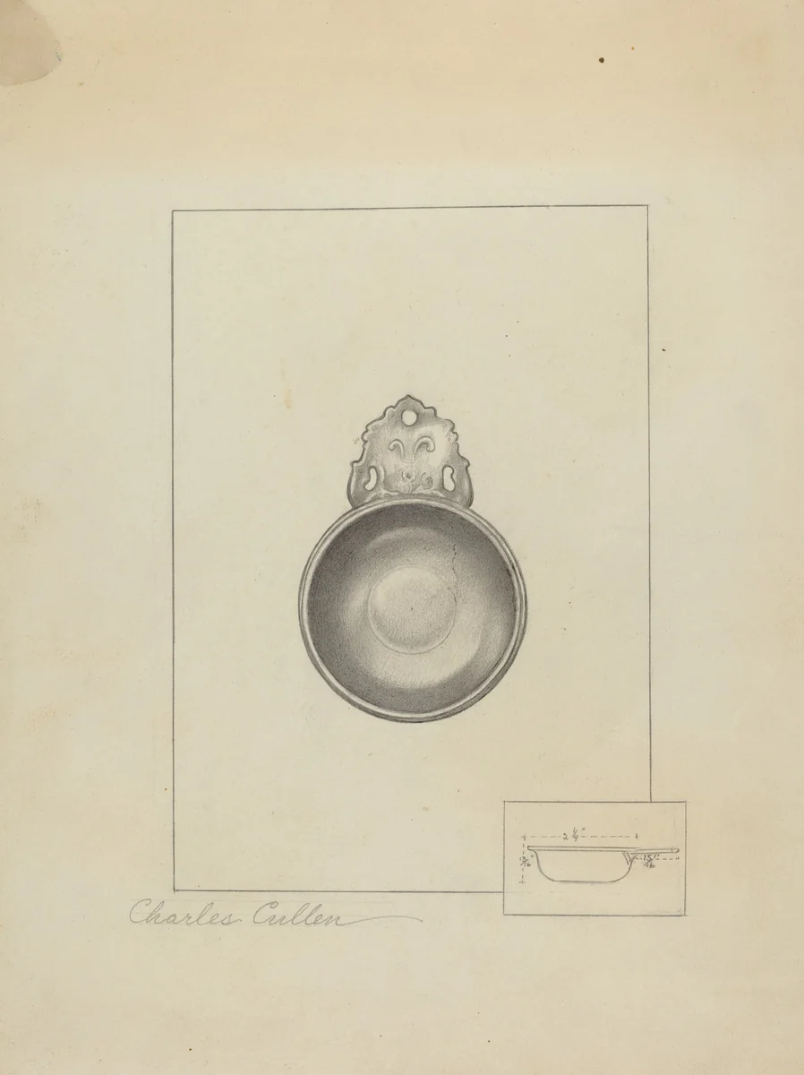 Pewter Porringer by Charles Cullen, index of american design, 1935-1942