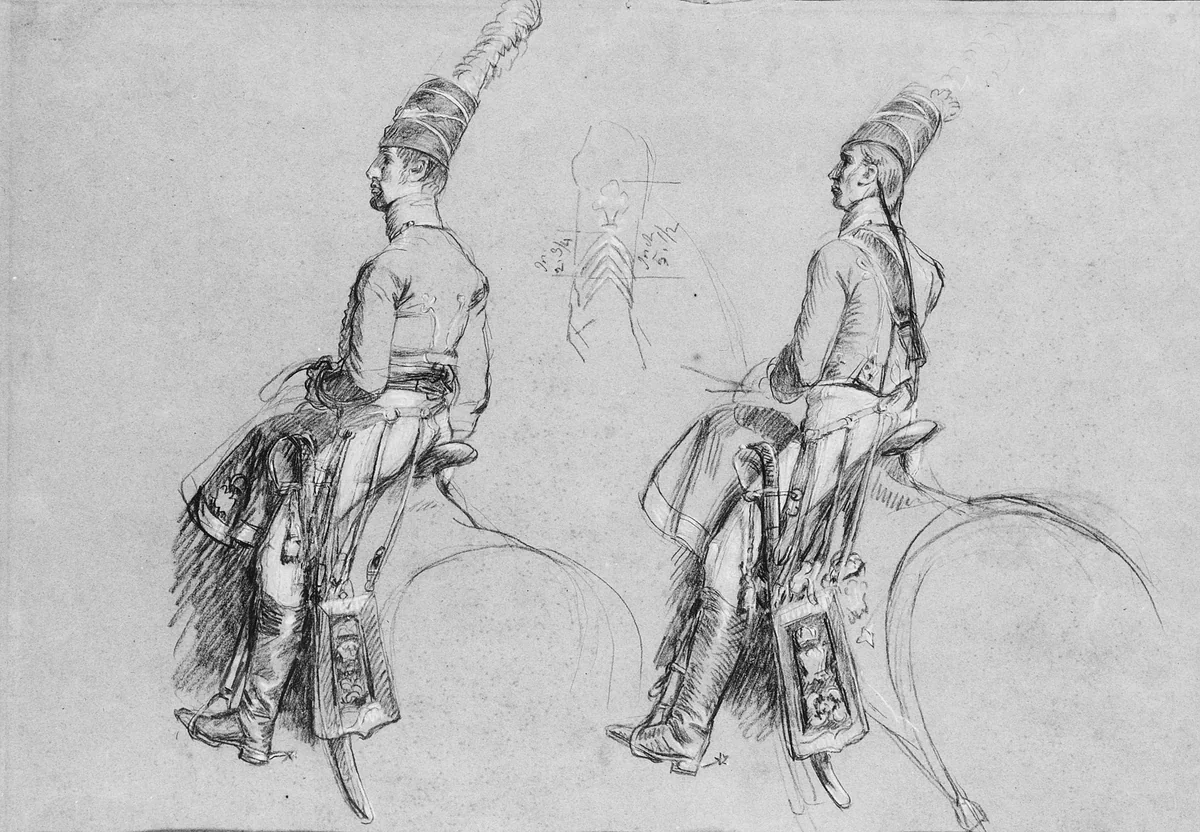 Two Equestrian Figures, Possibly a Study for "George IV, Prince of Wales" by John Singleton Copley, artwork, 1800-1813