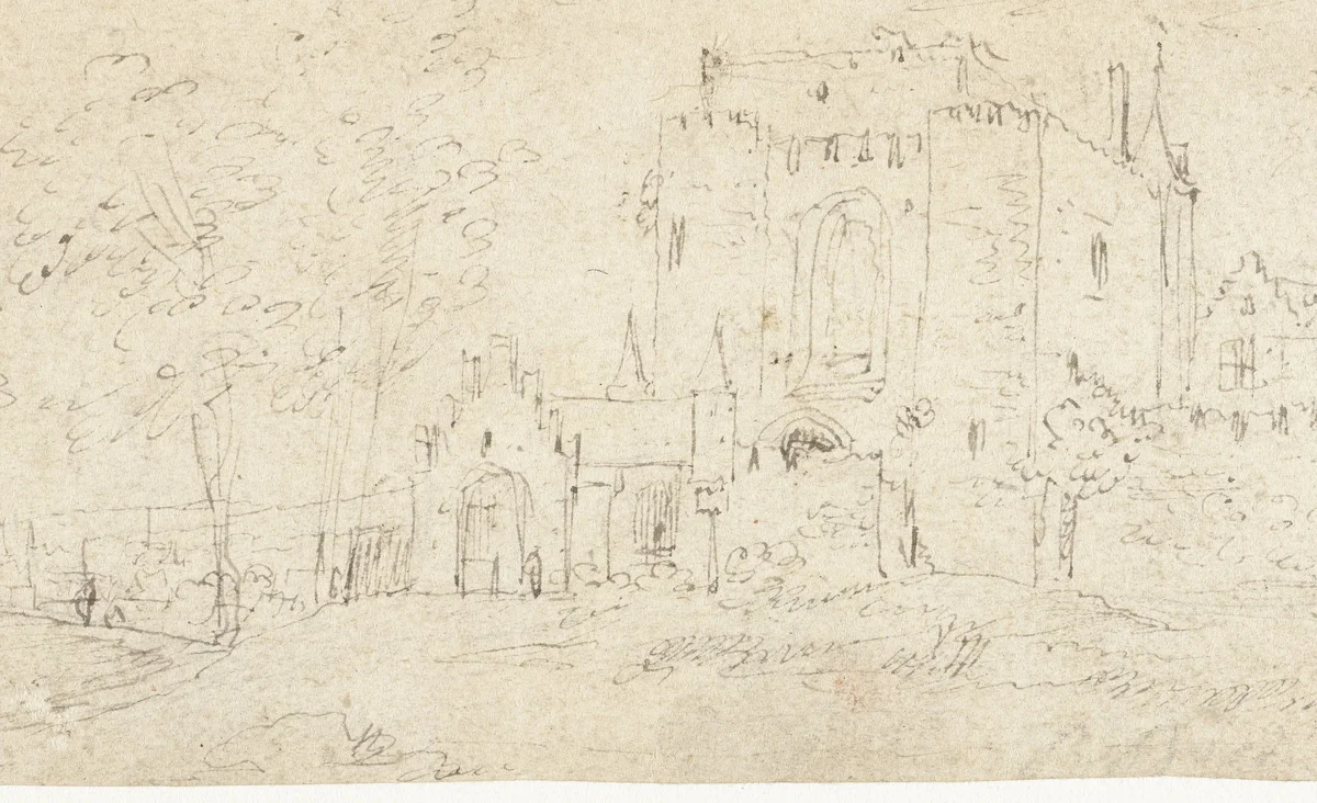 Stadspoort by anonymous, drawing, 1600-1625