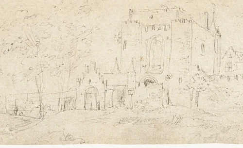 Stadspoort by anonymous, drawing, 1600-1625
