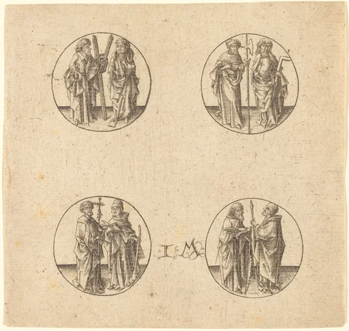 Eight Apostles in Four Roundels by Israhel van Meckenem, print, 1445-1503