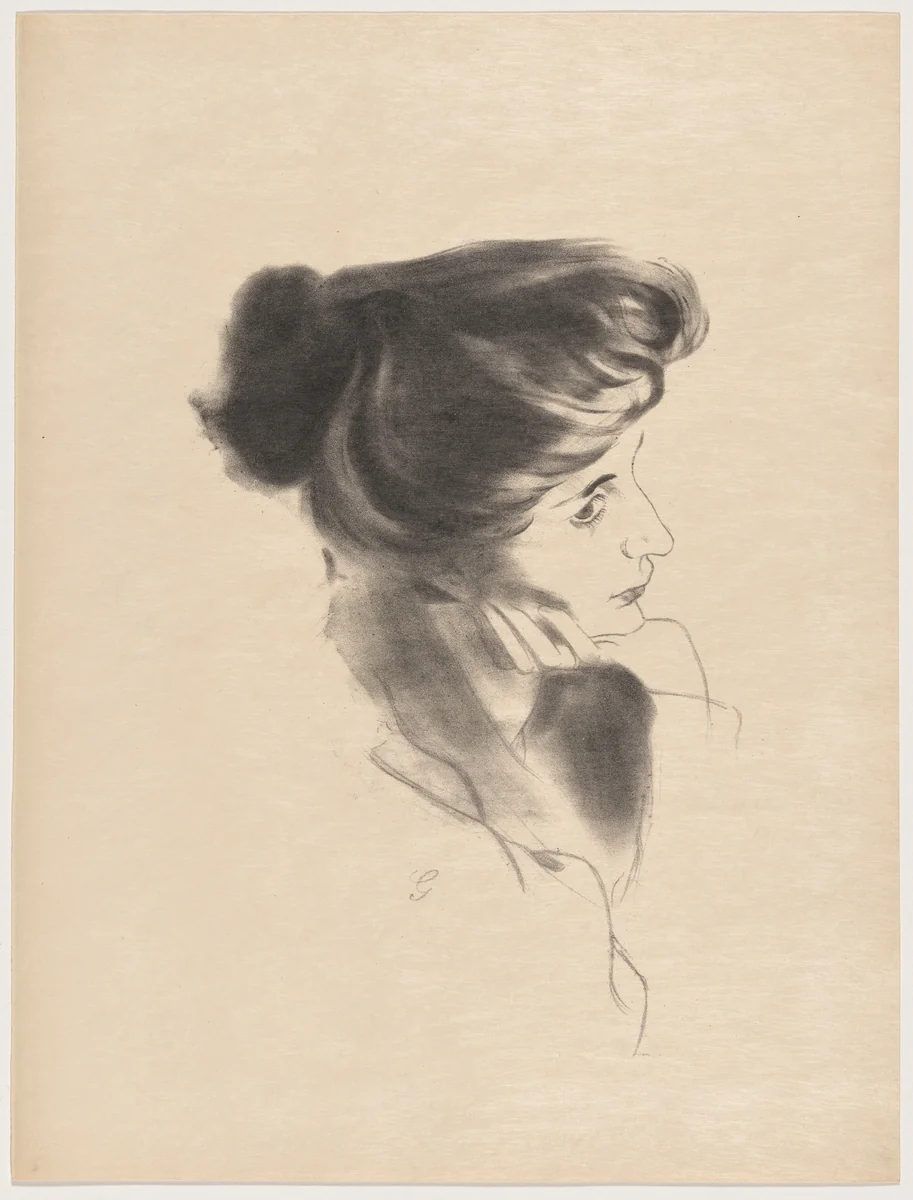 Tête de femme, profil à droite (Head of a Woman in Profile to the Right) by Antonio de la Gandara, print, 1895