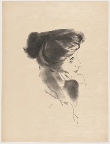 Tête de femme, profil à droite (Head of a Woman in Profile to the Right) by Antonio de la Gandara, print, 1895