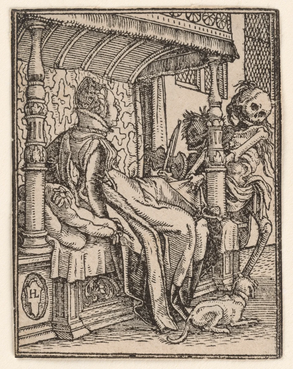 The Duchess, from "The Dance of Death" by Hans Holbein the Younger, print, 1521-1538
