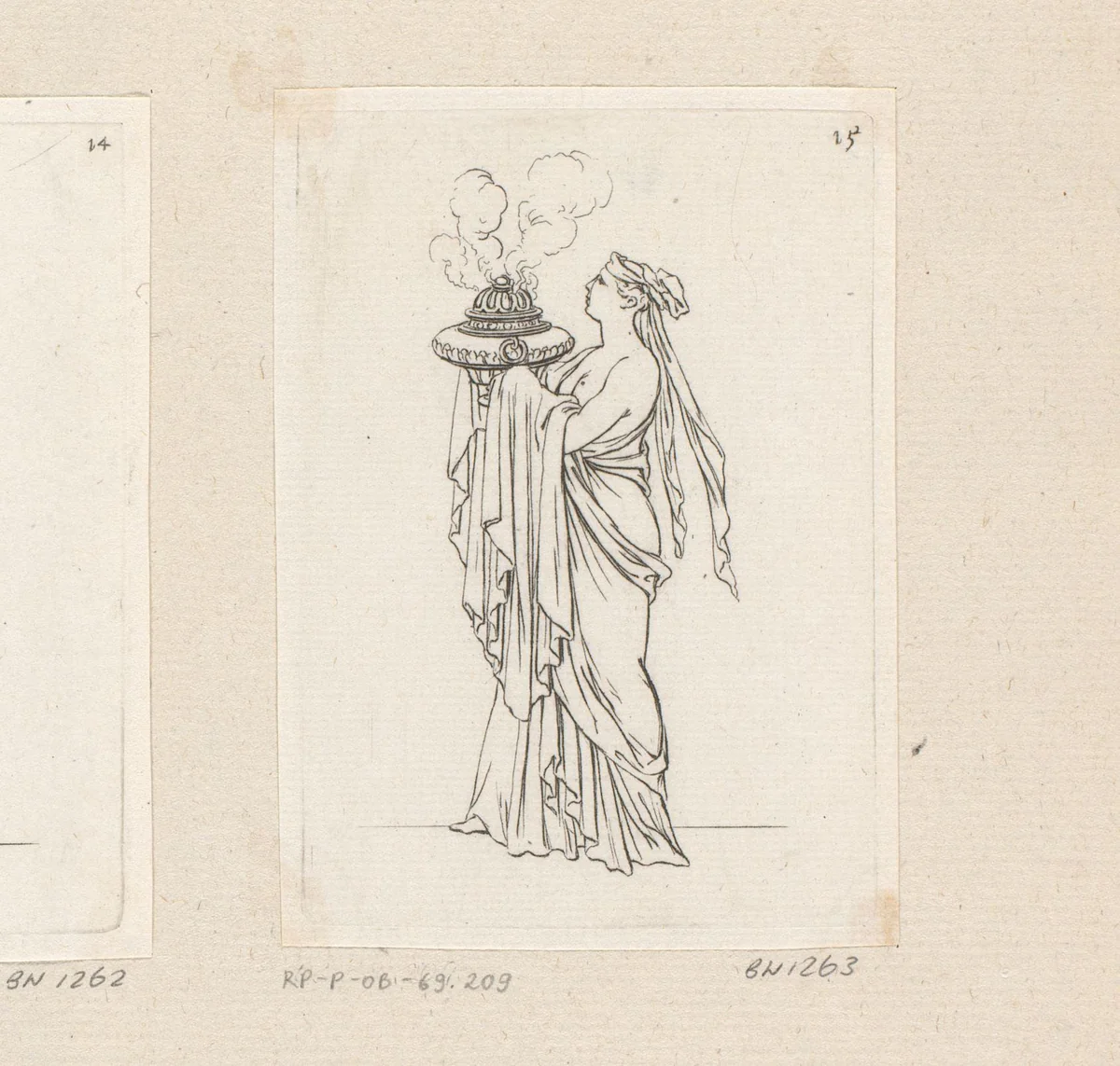 Vrouw met wierrookbrander by Sébastien Leclerc, print, 1706