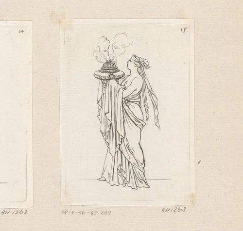 Vrouw met wierrookbrander by Sébastien Leclerc, print, 1706