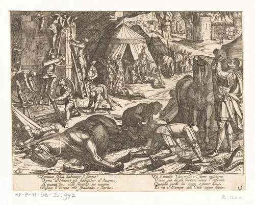Illustratie bij Canto XIII van Tasso's 'Gerusalemme Liberata' by Antonio Tempesta, print, 1565-1630