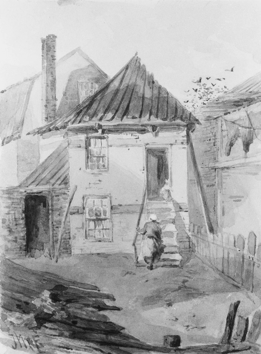 Barracks at Fort Pitt (from Cropsey Album) by John Mackie Falconer, artwork, 1820-1903