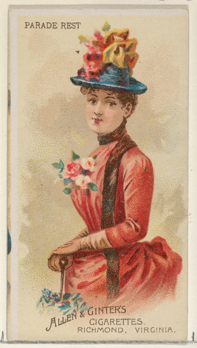 Parade Rest, from the Parasol Drills series (N18) for Allen & Ginter Cigarettes Brands by Allen & Ginter, print, 1888