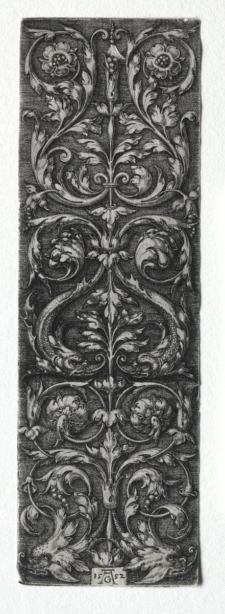 Ornament Design with Fishes by Heinrich Aldegrever, print, 1552