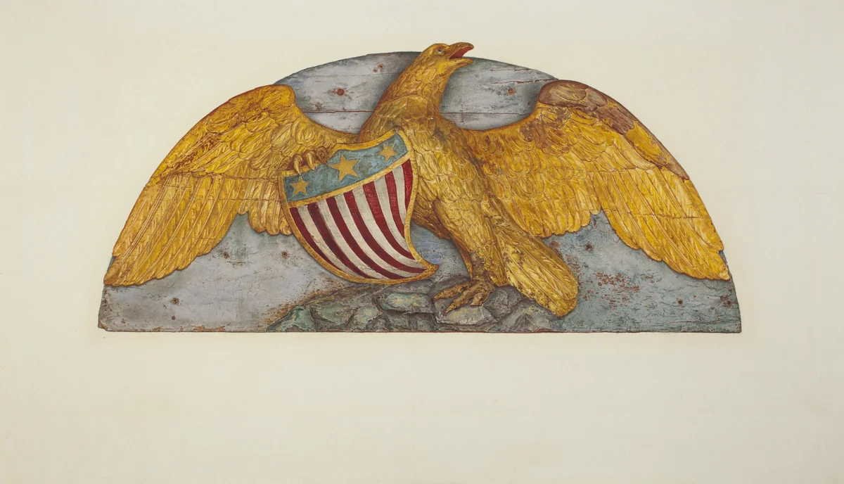 Eagle from Paddle Wheel Cover of "Island Home" by Alfred H. Smith, index of american design, 1937