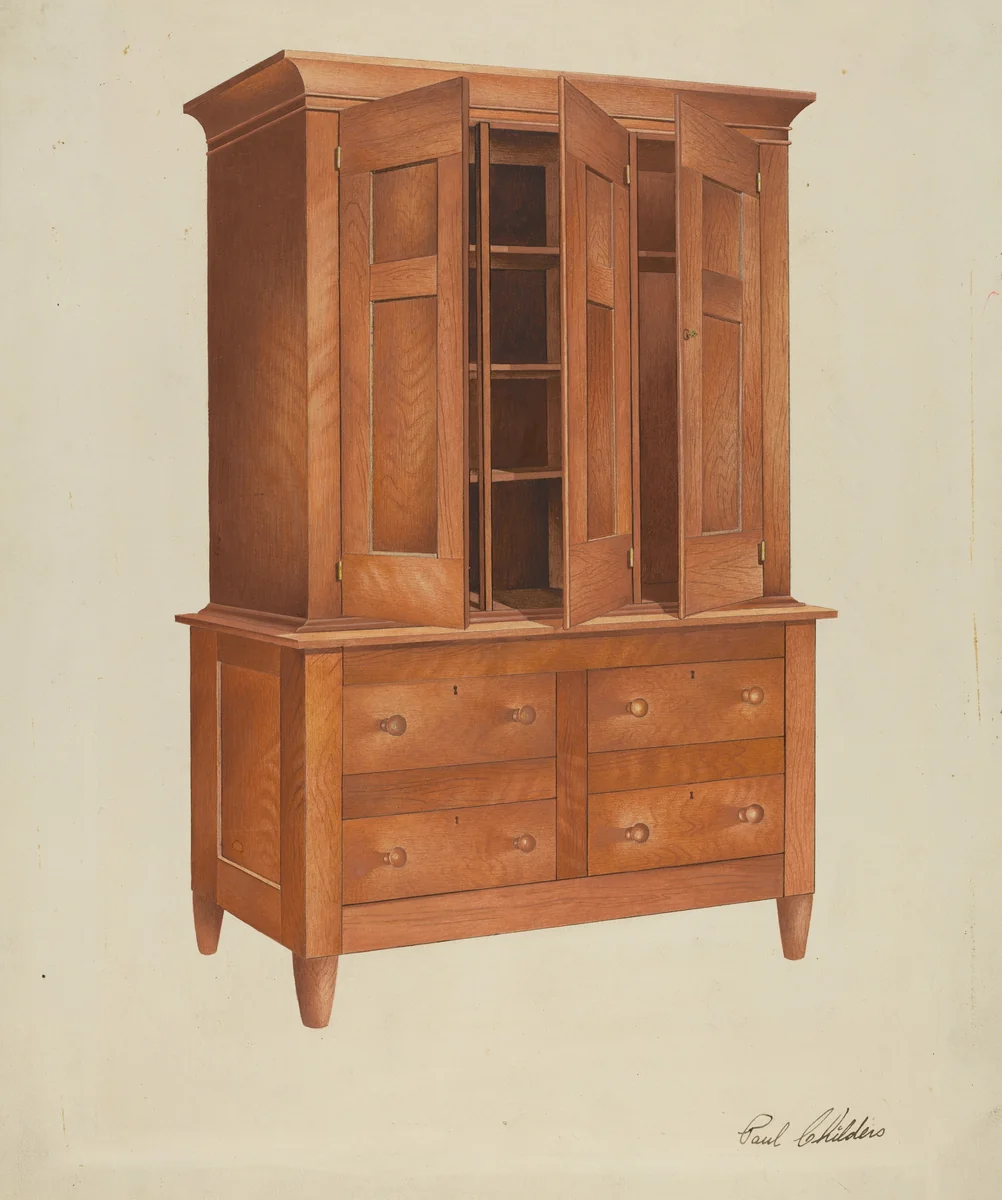 Shaker Cabinet by William Paul Childers, index of american design, 1935-1942