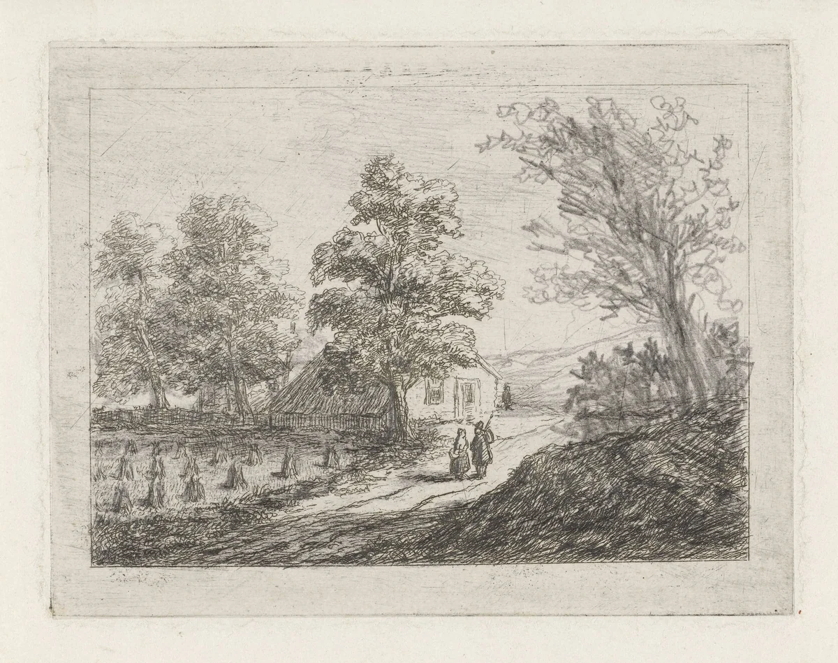 Heuvelachtig landschap by David van der Kellen, print, 1814-1859