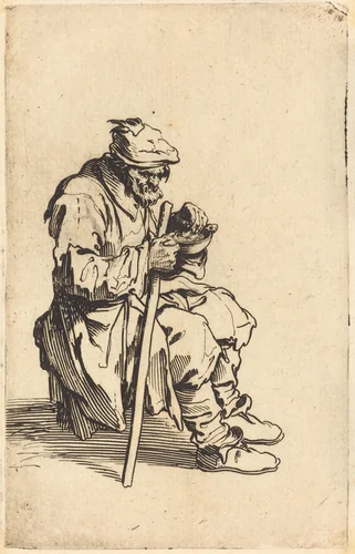 Beggar Eating by Jacques Callot, print, 1622