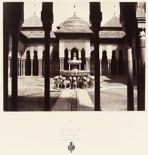 Cour des Lions, Grenade, Alhambra (Court of the Lions, Granada, Alhambra) by Louis de Clercq, photograph, 1859