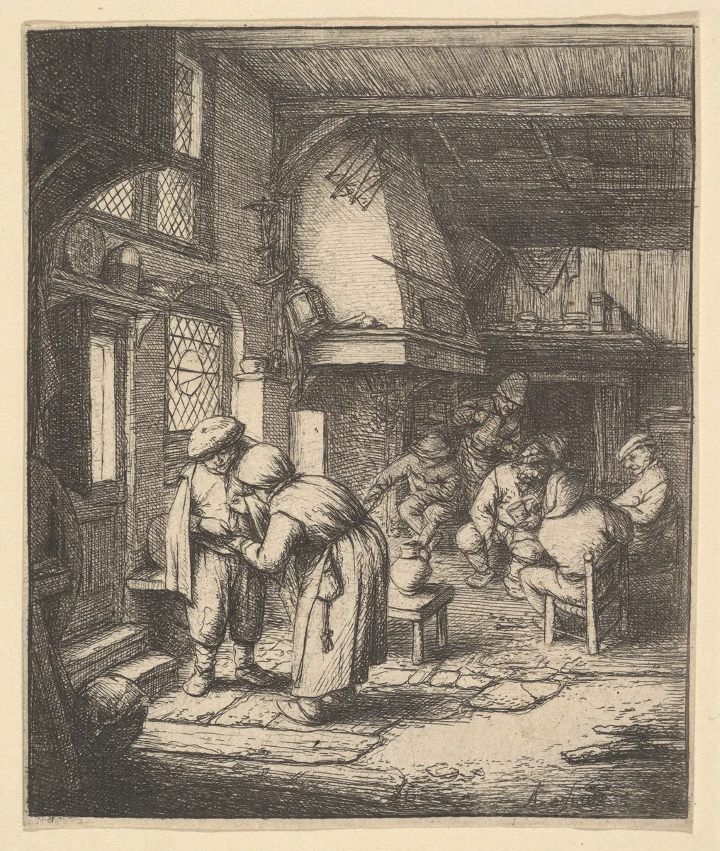 Peasant Paying his Bill by Adriaen van Ostade, print, 1610-1685