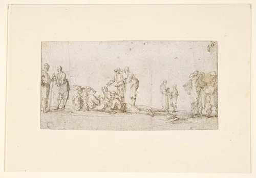 Groups of Men Talking by Stefano della Bella, drawing, 1610-1664