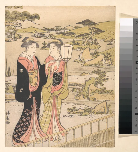 Two Women in a Garden by Torii Kiyonaga (鳥居清長), print, 1779-1799