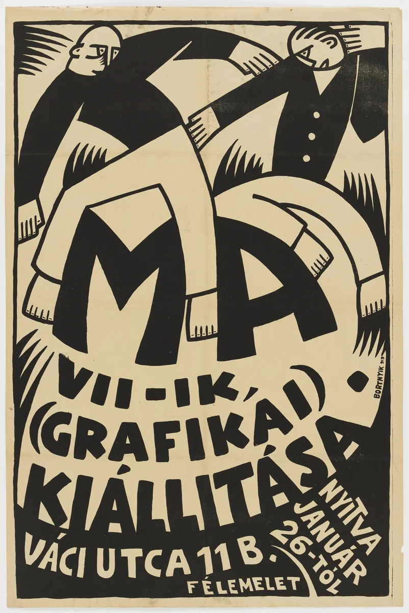 MA VII - IK (Grafikai) Kiállitása (Poster for the 7th graphics exhibition of the Ma group, Budapest) by Sándor Bortnyik, design, 1919