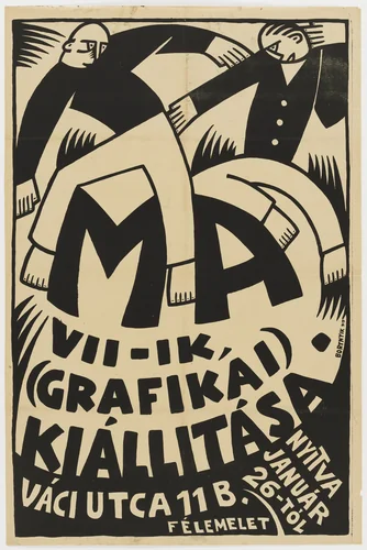 MA VII - IK (Grafikai) Kiállitása (Poster for the 7th graphics exhibition of the Ma group, Budapest) by Sándor Bortnyik, design, 1919