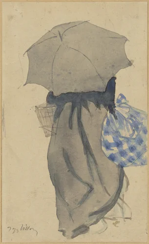 Woman with Umbrella by Jacques Villon, drawing, 1900