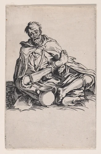 Le Malingreux (The Sickly Man), from "Les Gueux suite appelée aussi Les Mendiants, Les Baroni, ou Les Barons" (The Beggars, also called the Barons) by Jacques Callot, print, 1618-1628