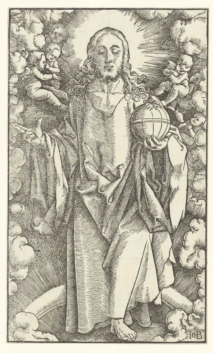 Staande Christus met rijksappel maakt zegenend gebaar by Unknown, print, 1519