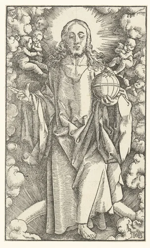 Staande Christus met rijksappel maakt zegenend gebaar by Unknown, print, 1519