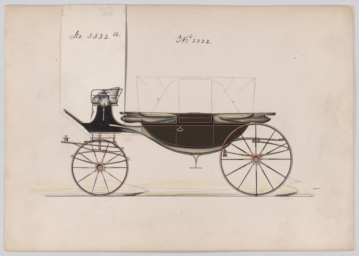 Design for Landau, No. 3332 by Brewster & Co., drawing, 1877