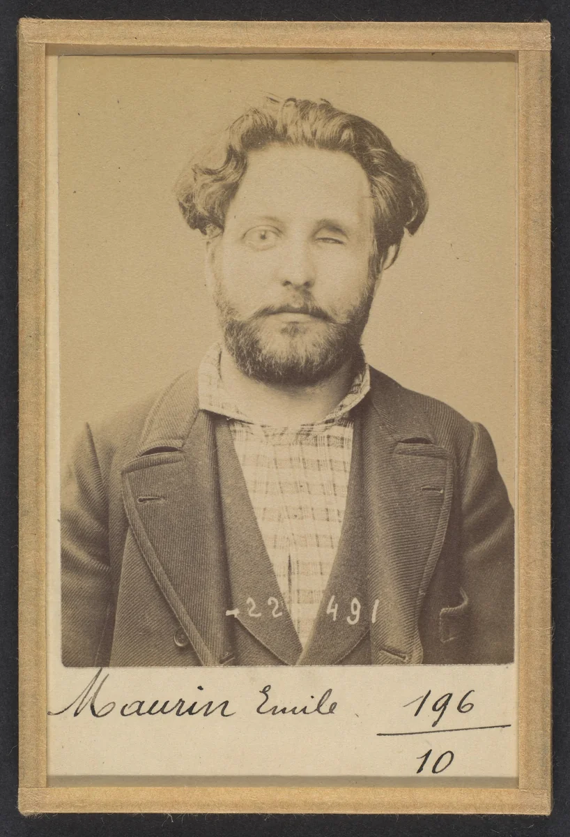 Maurin. Émile, Auguste. 31 ans, né à Marseille (Bouche du Rhône). Ex photographe. Anarchiste. 2/7/94. by Alphonse Bertillon, photograph, 1894