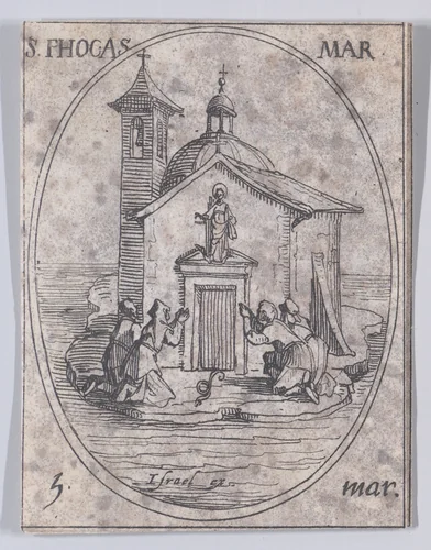 St. Phocas, Martyr, March 5th, from "Les Images De Tous Les Saincts et Saintes de L'Année" (Images of All of the Saints and Religious Events of the Year) by Jacques Callot, print, 1636