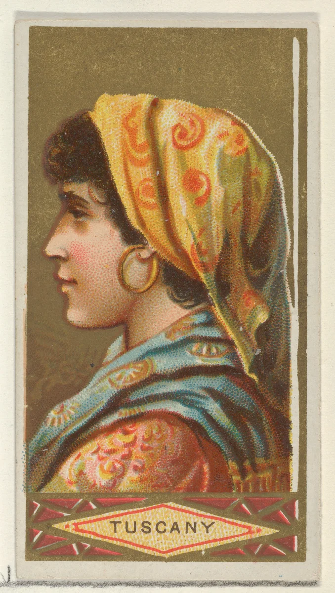 Tuscany, from the Types of All Nations series (N24) for Allen & Ginter Cigarettes by Allen & Ginter, print, 1889