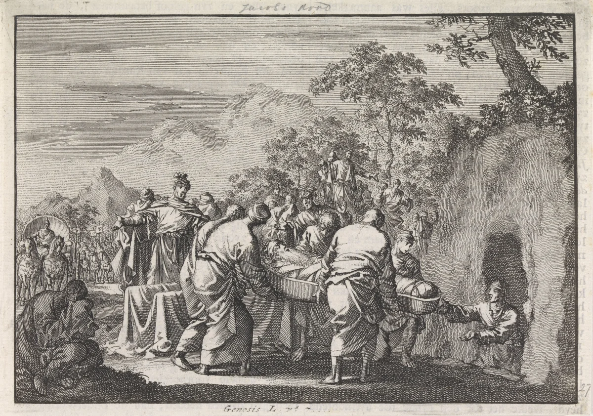 Begrafenis van Jakob by Jan Luyken, print, 1703-1762