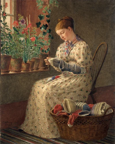 A Month's Darning by Enoch Wood Perry, artwork, 1876