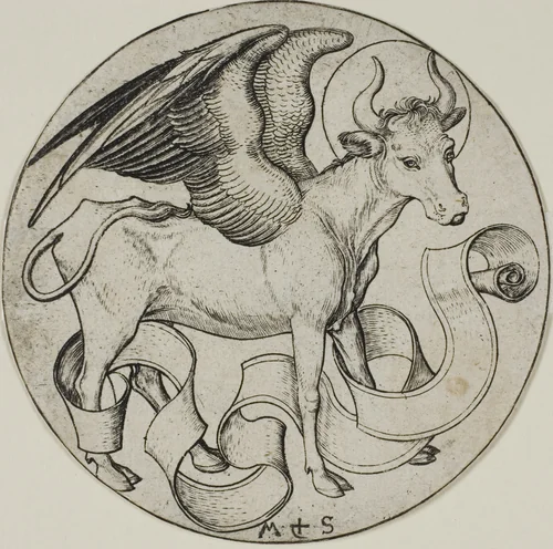 The Ox of St. Luke by Martin Schongauer, print, 1450-1491