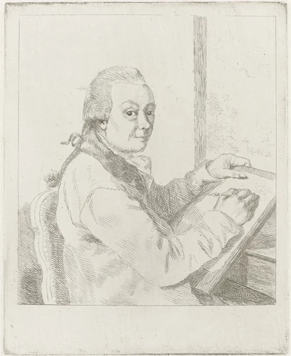 Portret van de kunstenaar Johannes Janson, tekenend by Louis Bernard Coclers, print, 1769-1787