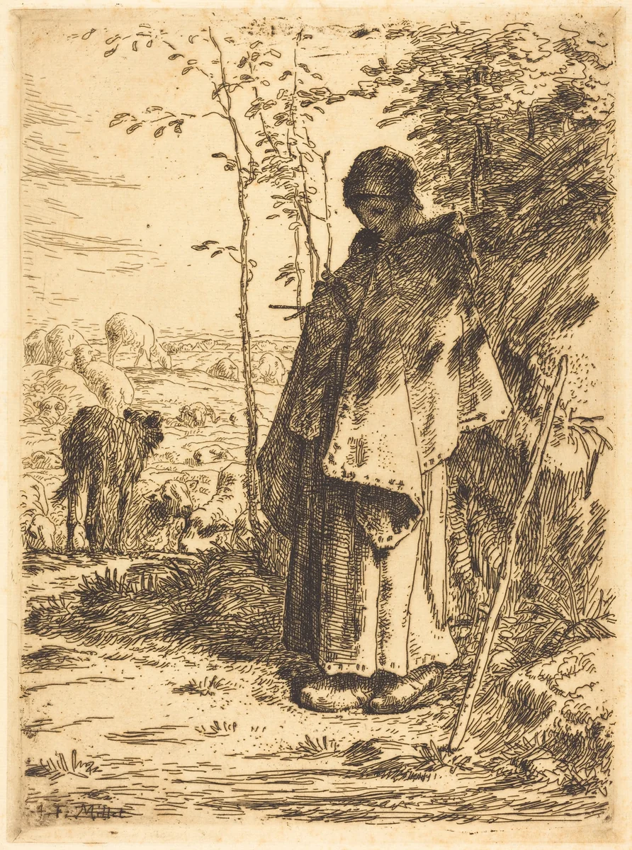 The Large Shepherdess (La grande bergere) by Jean-François Millet, print, 1862