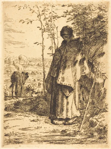 The Large Shepherdess (La grande bergere) by Jean-François Millet, print, 1862