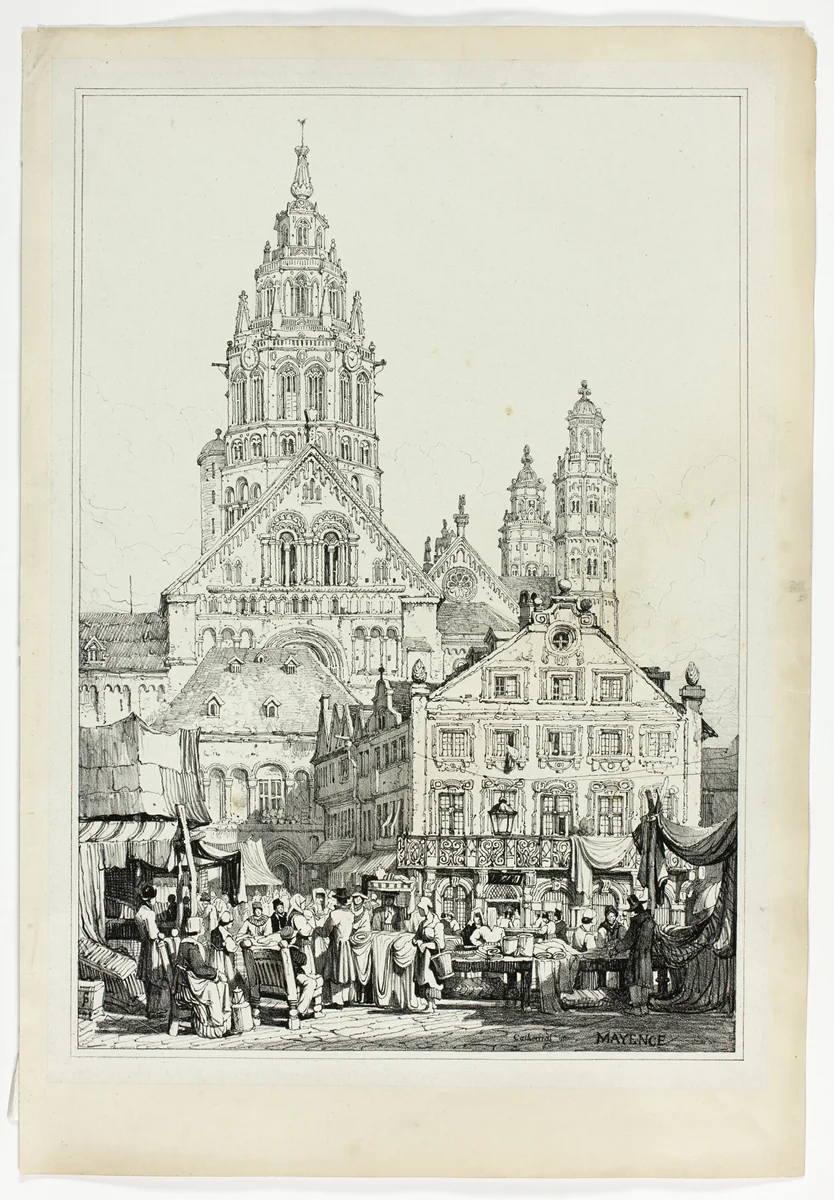 Cathedral at Mayence, from Facsimiles of Sketches made in Flanders and Germany by Samuel Prout, print, 1833