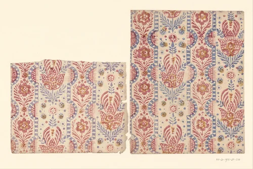 Twee bladen met banenpatroon met bloemen by anonymous, other, 1750-1900