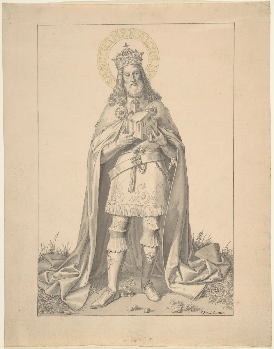 Saint Henry (Emperor Henry II) by Joseph von Führich, drawing, 1800-1876