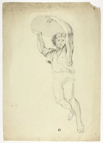Boy Carrying Weight by Charles Le Brun, drawing, 1790-1899