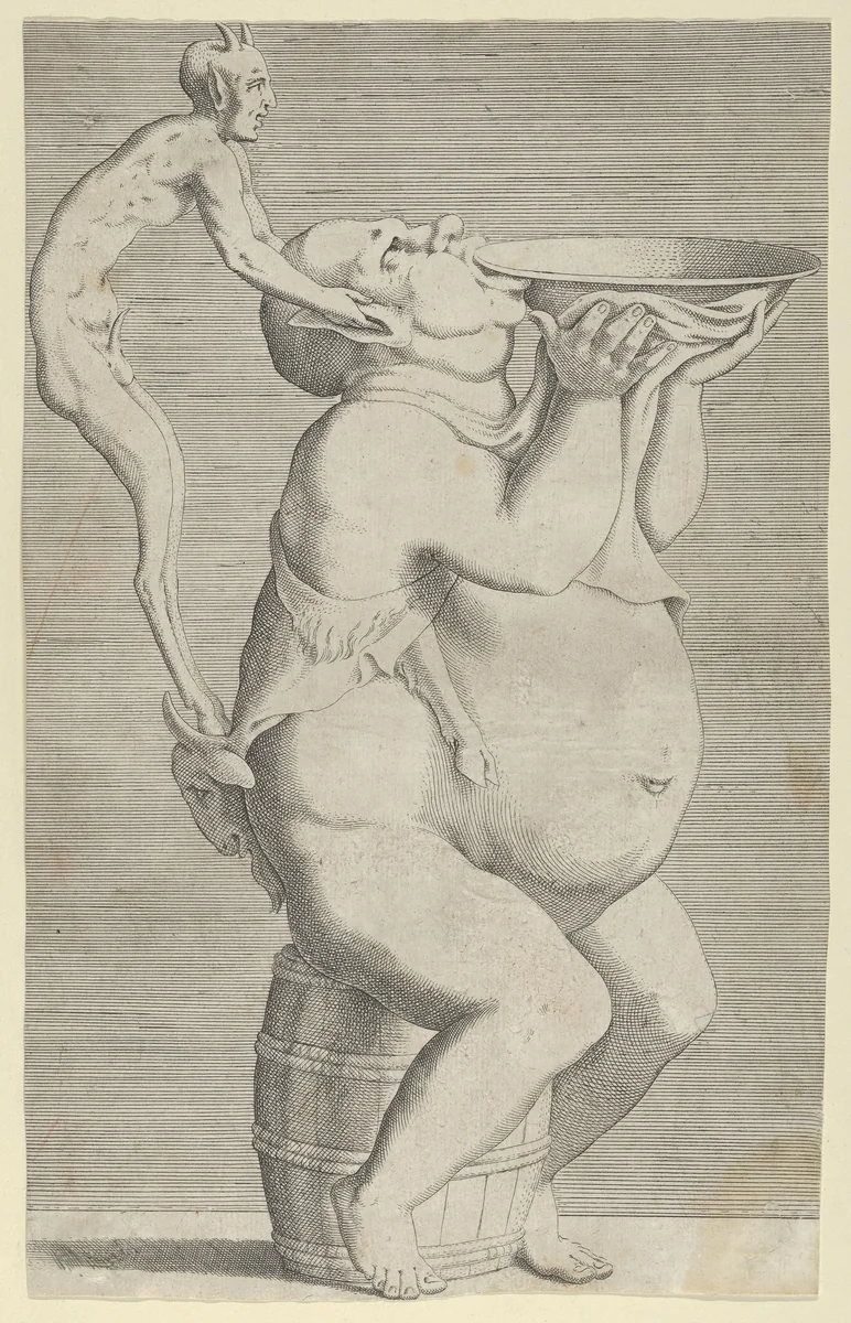 Silenus, as a Vase, Satyr Handle by Léon Davent, print, 1540-1556
