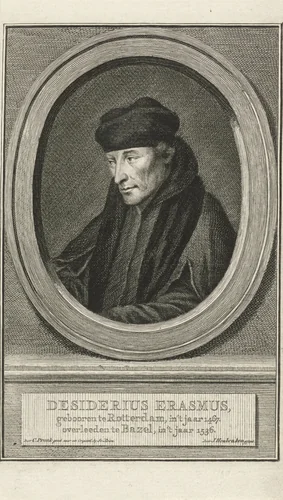 Portret van Desiderius Erasmus by Jacob Houbraken, print, 1790-1796
